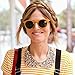 Retro Horn Rimmed Keyhole Nose Bridge P3 Round Sunglasses 49mm (Matte Orange/Green)