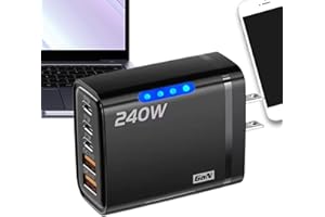 Fast Charging Block - 240W Adapter Block - 5-Port Cell Phone Charger with Indicator Light | for Smartphone Tablet Home Travel