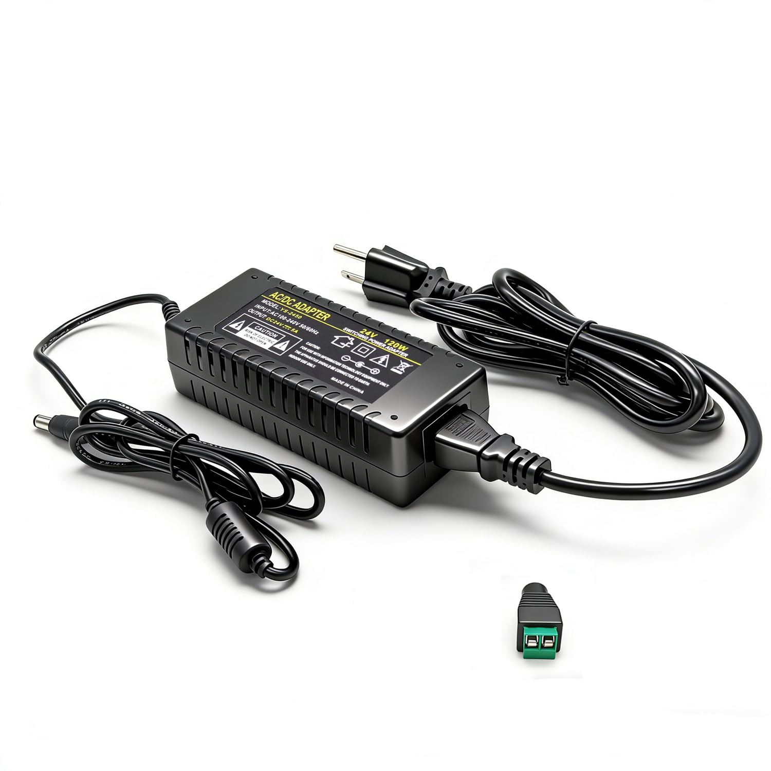 Photo 1 of 24V 5A Power Supply Adapter, DC 24 Volt 5A 120W AC/DC Transformer (100-240V) with 5.5x2.5mm Plug for LED Strip Lights, CCTV Cameras, LCD Monitors