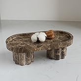 Natural Travertine Marble Oval Tray with 2 Legs, 10" Vanity Decorative Tray for Countertop Organizer, Catchall Tray for Perfume, Candles, Jewelry Dishv