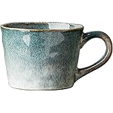 XINRRY Ceramic Coffee Mug, 12 oz Tea Cup with Handle, Vintage Coffee Cup for Office and Home, Dishwasher and Microwave Safe, Sage Green