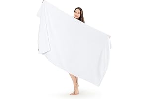SALBAKOS 100% Turkish Cotton Jumbo Bath Sheet Towel Oversized 40x80 inch | Premium Hotel & Spa Quality, Soft, Absorbent, XL Bath Towels | Made in Turkey (Pack of 1, White, Jumbo Bath Sheet)