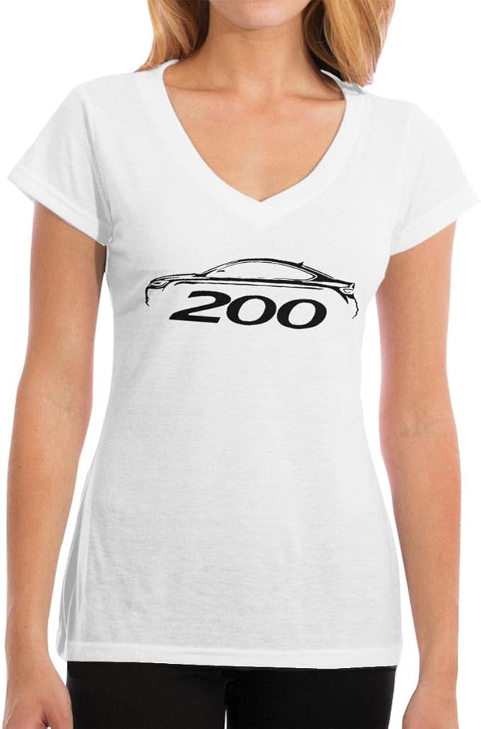 Chrysler 200 Classic Outline Woman'Sv-Neck Flexible Short Sleevet-Shirt