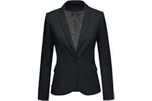 luvamia Women's Long Sleeve Formal Notch Lapel Button Down Blazer Pockets Jacket