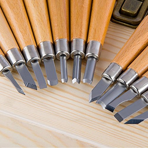 Bocks 12 Sets Wood Carving Tools, SK7 Wood Carving Chisel Set with