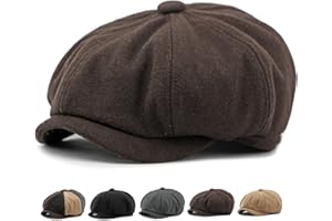 Xinveen Men's 8 Panel Newsboy Cap Vintage Tweed Cap Herringbone Cabbie Flat Cap