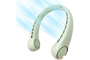 Jancane Portable Neck Fan, USB Rechargeable Personal Fan, 3 Speeds Adjustable, Large air outlet Powerful Strong Wind, Adjustable, 360° Cooling, Super Quiet, No Blade Design, No Hair Twisting,(Green)