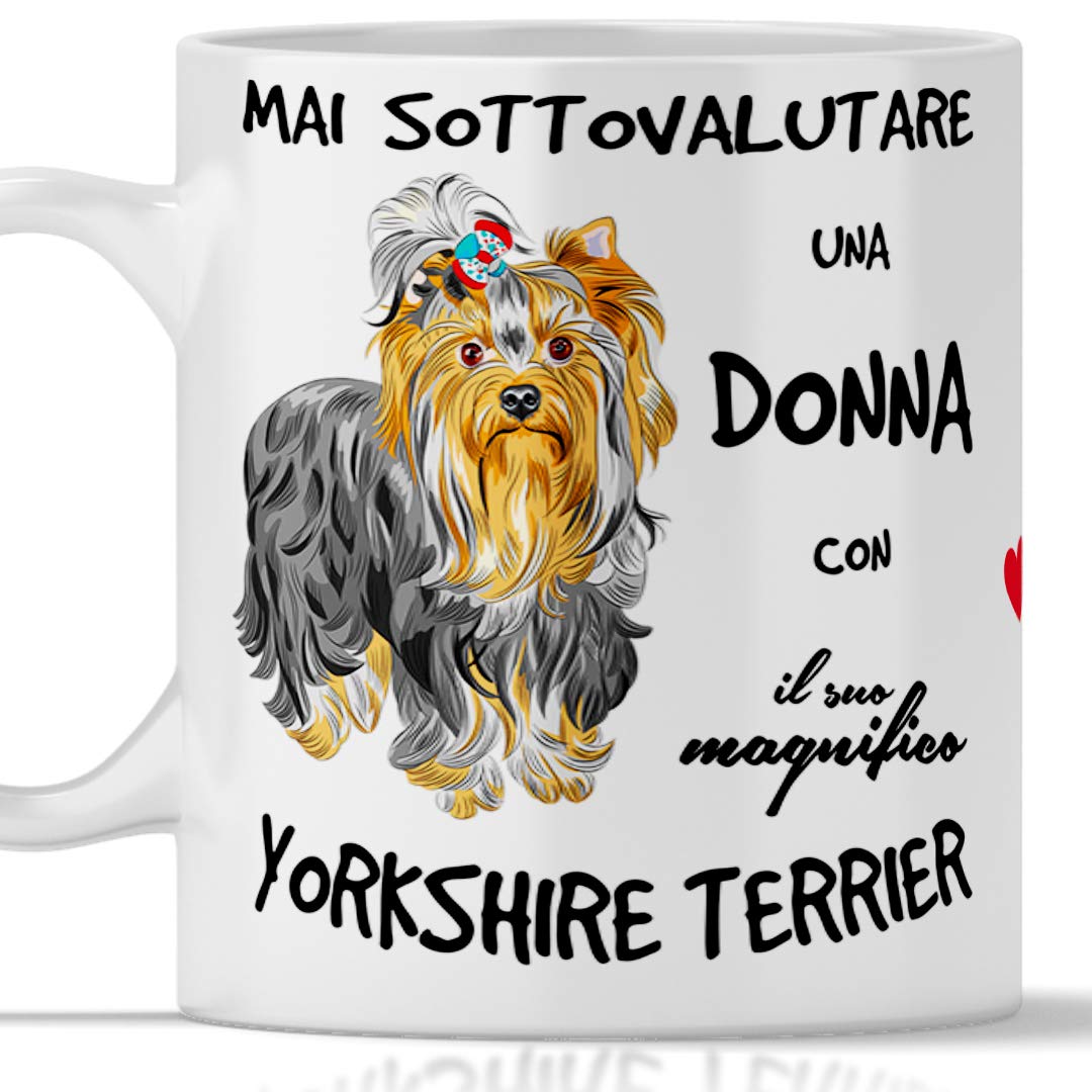 Yorkshire Terrier Mug Breakfast Tea Tea Coffee Cappuccino Gadget Mug Never Underestimate a Woman with a Yorkshire Terrier Dog Novelty Gift Idea
