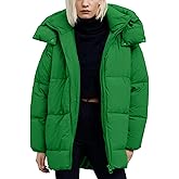 Kissonic Women's Warm Winter Coat Hooded Puffer Jacket Full Zip Long Puffer Coat with Pockets