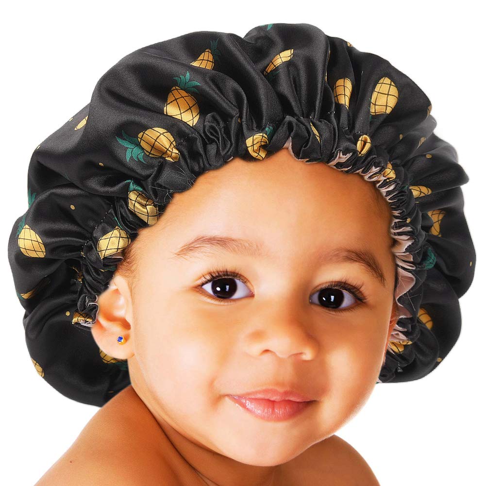 Yanibest Kids Satin Bonnet Sleep Cap For Curly Hair Double