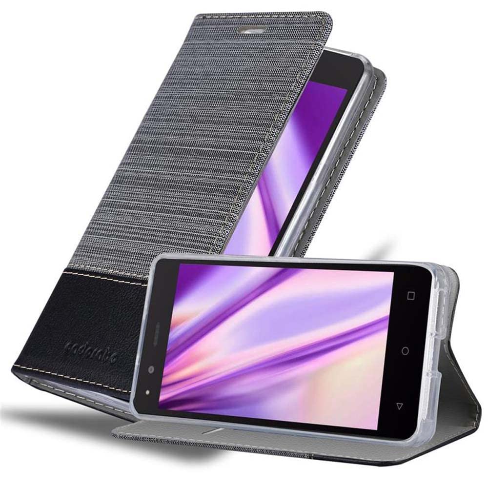 cadorabo Book Case works with BQ Aquaris M5 in GREY BLACK - with Magnetic Closure, Stand Function and Card Slot - Wallet Etui Cover Pouch PU Leather Flip