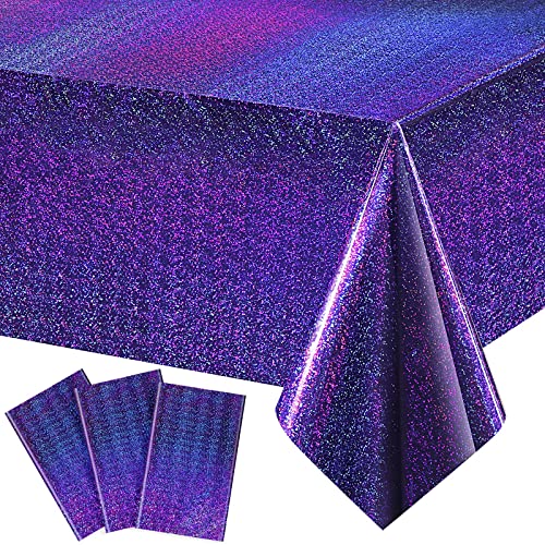 irenare 3 Pack Iridescence Plastic Tablecloths