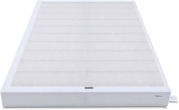 Amazon Basics Smart Box Spring Bed Base, 5-Inch Low Profile Height Mattress Foundation, Sturdy Durable Steel Support, Tool-Fr