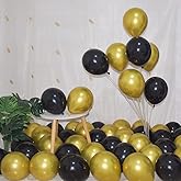 200 Pcs Black and Gold 5 Inch Balloons Metallic Chrome Gold Black Latex Thicken Small Balloon for Wedding Birthday Graduation Baby Shower Christmas Halloween Valentine’s Day Party Decorations