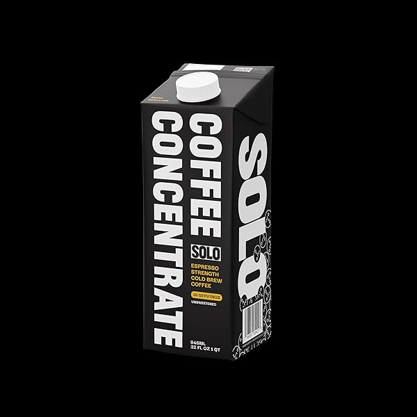 SOLO COLD BREW COFFEE CONCENTRATE – COLOMBIAN & BRAZILIAN ARABICA BLEND – READY-TO-DRINK ESPRESSO BASE FOR ICED COFFEE, LATTES, AND COCKTAILS – 20 SERVINGS PER CARTON – 32 FL OZ SHELF-STABLE CARTON