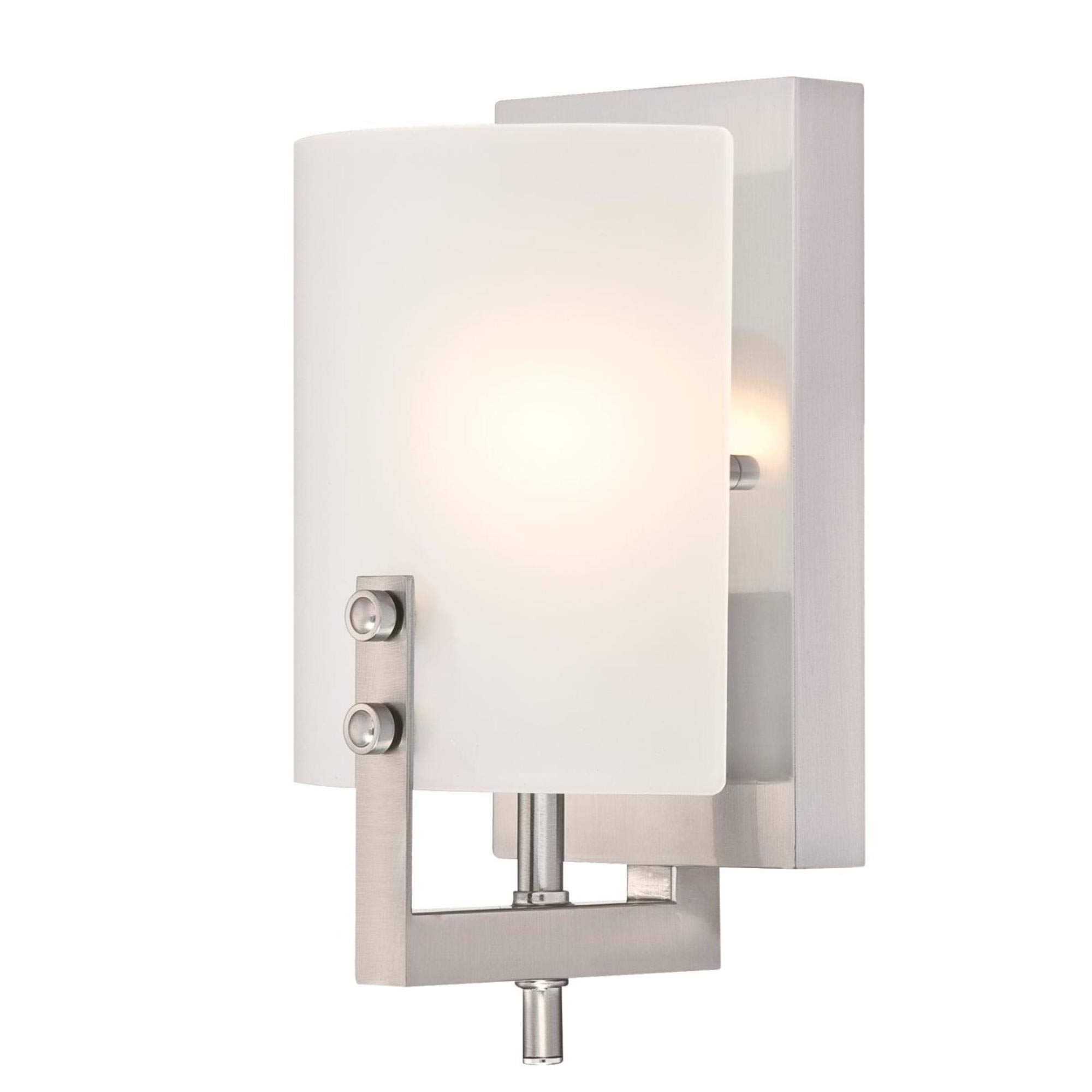 Photo 1 of Westinghouse Lighting 6369500 Enzo James One-Light Indoor Wall Fixture, Brushed Nickel Finish with Frosted Glass