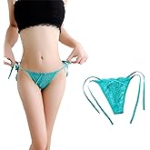 Women's Side Tie Thong Panties Adjustable Lace Sheer Seamless Underwear - No Panty Lines, Soft Breathable Bow Tie Comfort