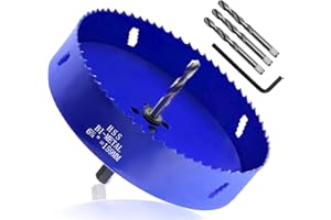 Seimneire 6-1/4 Inch Hole Saw with Heavy Duty Arbor, 1.2 Inch Cutting Depth HSS Bi-Metal Hole Drilling Cutter for Smoothly Cutting in Wood Cornhole Boards Plastic Drywall & Thin Metal