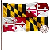 Big Maryland State Flag 3x5 Outdoor Double Sided- 3Ply 240D 4 Rows Stitched- MD State Flag- UV Fade Resistant With Canvas Header & 2 Brass Grommets