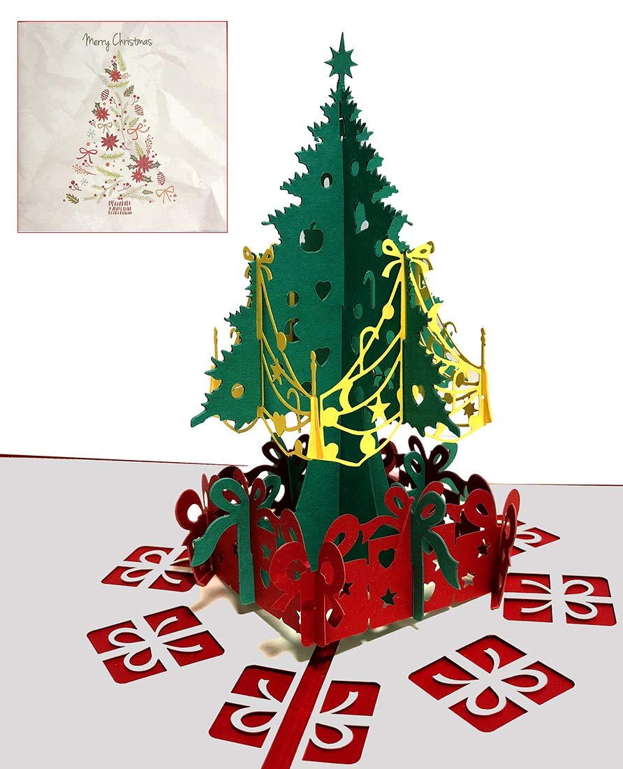 Deesospro® Geschenkkarte 3D Pop Up Weihnachtsbaum