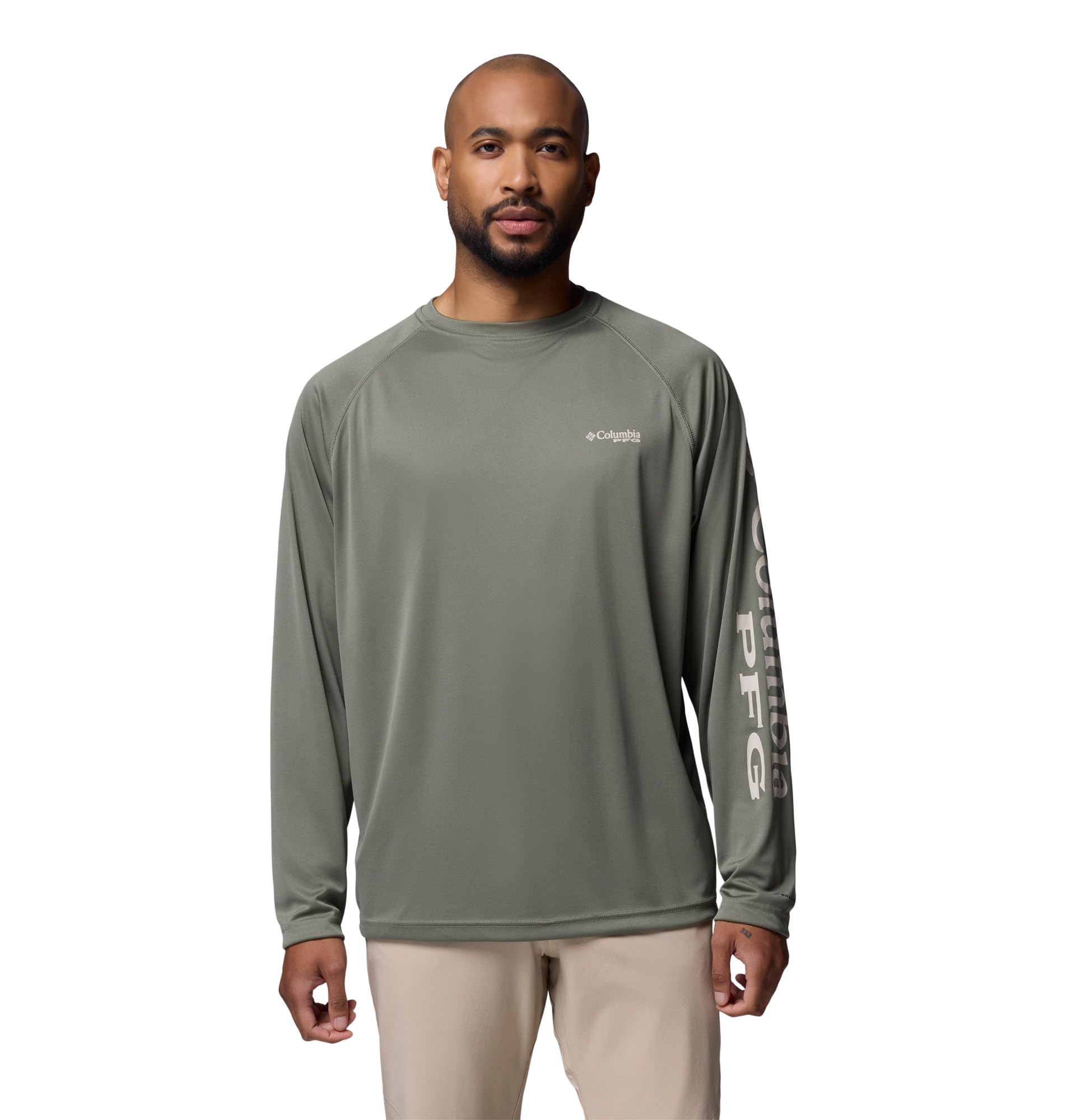 Columbia Mens Terminal Tackle Long Sleeve Shirt, Cypress/Dark Stone Logo, X-Small Image