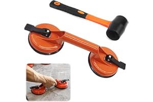 ACMEFUN Laminate Floor Repair Kit: Aluminum Floor Gap Fixer Tool with Rubber Mallet for Laminate, Vinyl Plank,SPC&Floating Floor Installation -Suction Cups for Glass (orange)