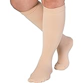 ABSOLUTE SUPPORT Compression Stockings for Women & Men 15-20mmHg - Graduated Firm Compression Support Socks for Nurse, Travel, Flight, airplane, Work, Running, Hiking, Sports, Workout, Beige, Medium
