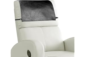 NZDWZDN Headrest Cover for Recliner Chair Recliner Headrest Protector with Elastic Straps Faux Leather Headrest Cover Chair Couch Headrest Cover for Furniture Sofa Protector 17 x 27In (Black)