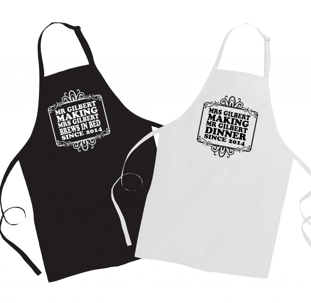 FatCuckoo PERSONALISED 'HIS & HERS' FUNNY COUPLE APRONS (EMAIL THE