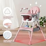 UBRAVOO 3-in-1 Baby High Chair Foldable Pink Dining Chair Tray Toy Rack view 4