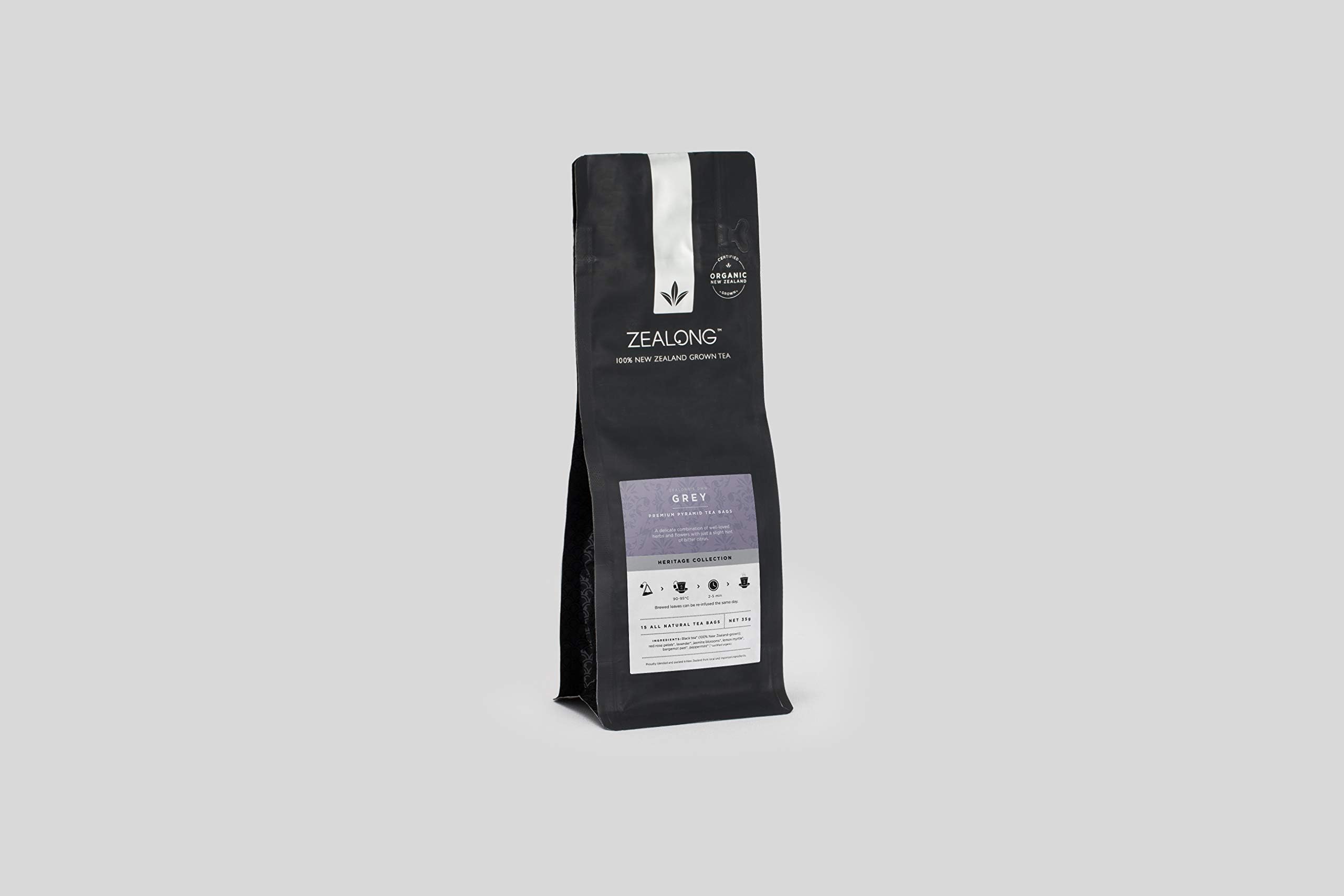 New Zealand Organic Grey Tea | An Interpretation of Classic Earl Grey | 15 Natural and Biodegradable Premium Tea Bags