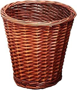 ZZFF Tejido Mimbre Basura Can Ratan Papelera Cesta De Papel,hogar Ronda