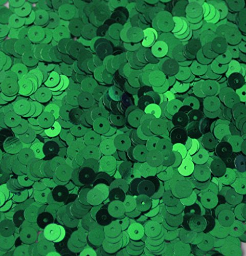 5mm Flat Round Sequin Paillettes ~ Green Shiny Metallic ~ Loose sequins for embroidery, bridal, applique, arts, crafts, and embellishment. Made in USA.