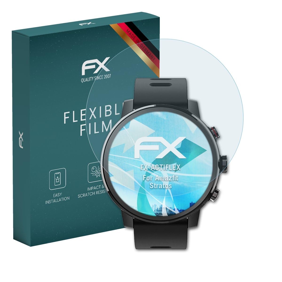 atFoliX Screen Protector compatible with Amazfit Stratos Protector Film, ultra clear and flexible FX Screen Protection Film (3X)