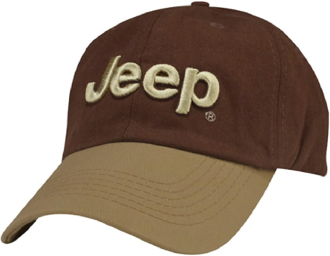 Jeep Word Cotton Twill Two Tone Cap Khaki/Brown at Amazon Men’s