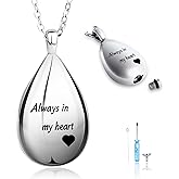 Zerlar Cremation Necklace for Ashes, Cremation Jewelry Locket for Stainless Steel Teardrop Shape Urn Necklaces for Ashes Keepsake Memorial Pend with Profound Implications for Women Men