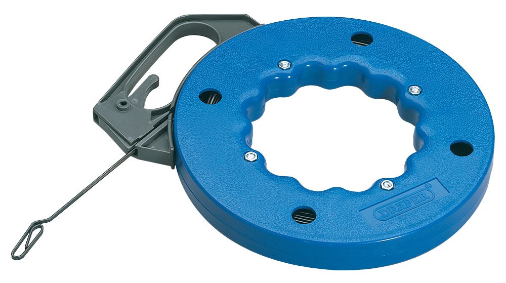 Draper 56761 Electricians Draw Tape in Plastic Case, 15m , Blue