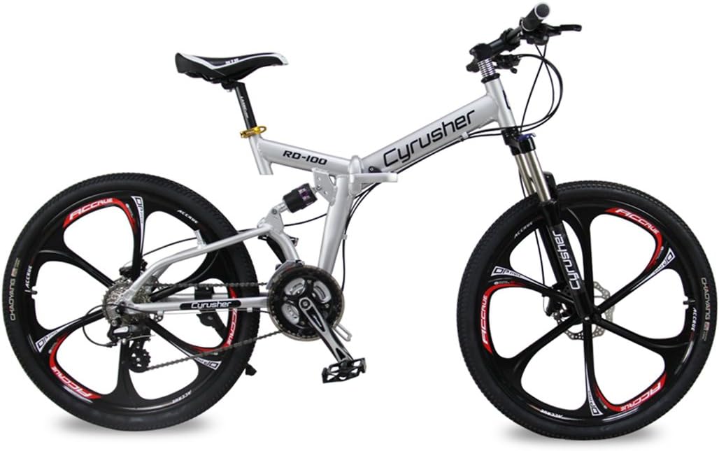 VTSP Folding Bike Mountain Bike Full Suspension Frame Foldable Bicycle, RD100 Shimano Aults M310 24 Speeds Disc Brake Bicycle