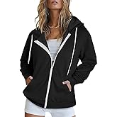 Dokotoo Women's Full Zip Up Hoodie Long Sleeve Hooded Sweatshirts Pockets Jacket Coat for Women