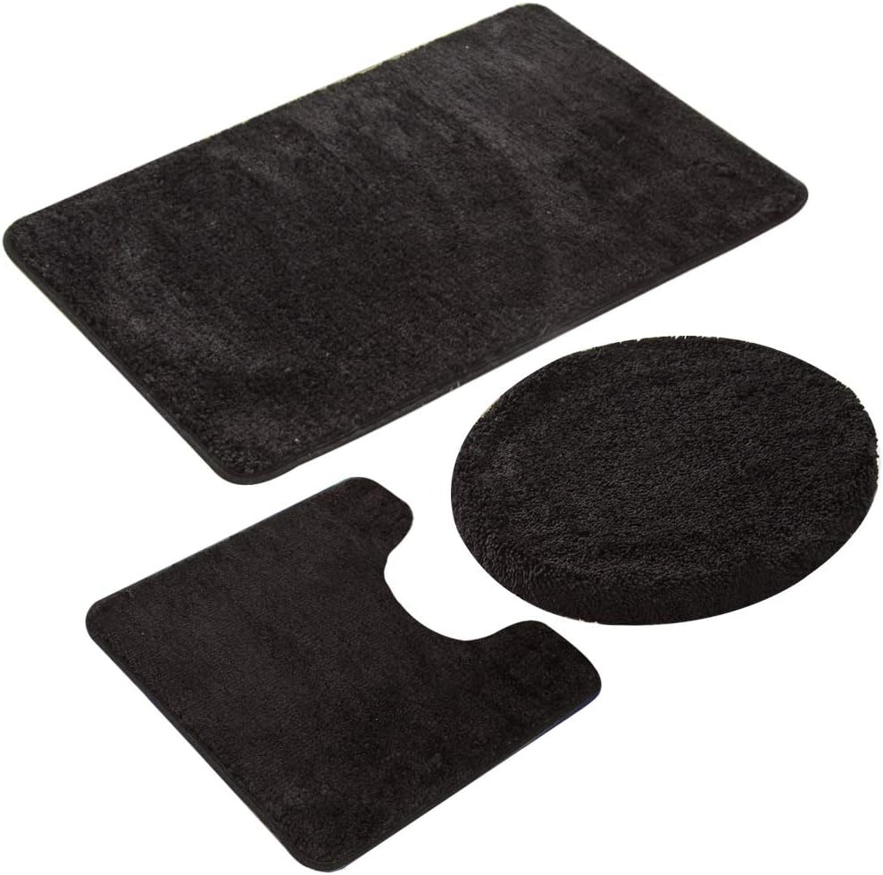 SHANNA Bath Mats Set 3 Pieces, NonSlip Solid Color Absorbent Bathroom