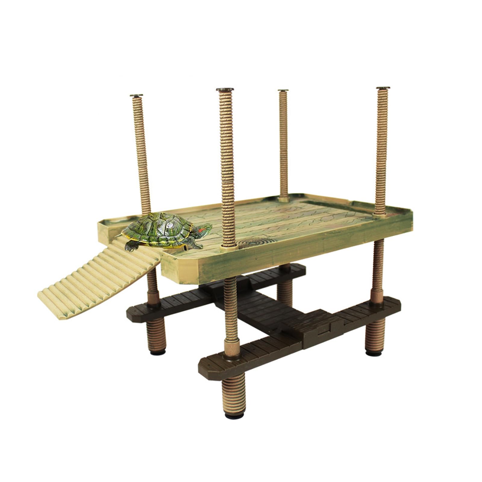 QeeHeng Turtle Floating Sun Platform, Floating Sun Platform, Turtle Basking Platform with Ladder, Turtle Habitat, Turtle Tank Accessories (Large)