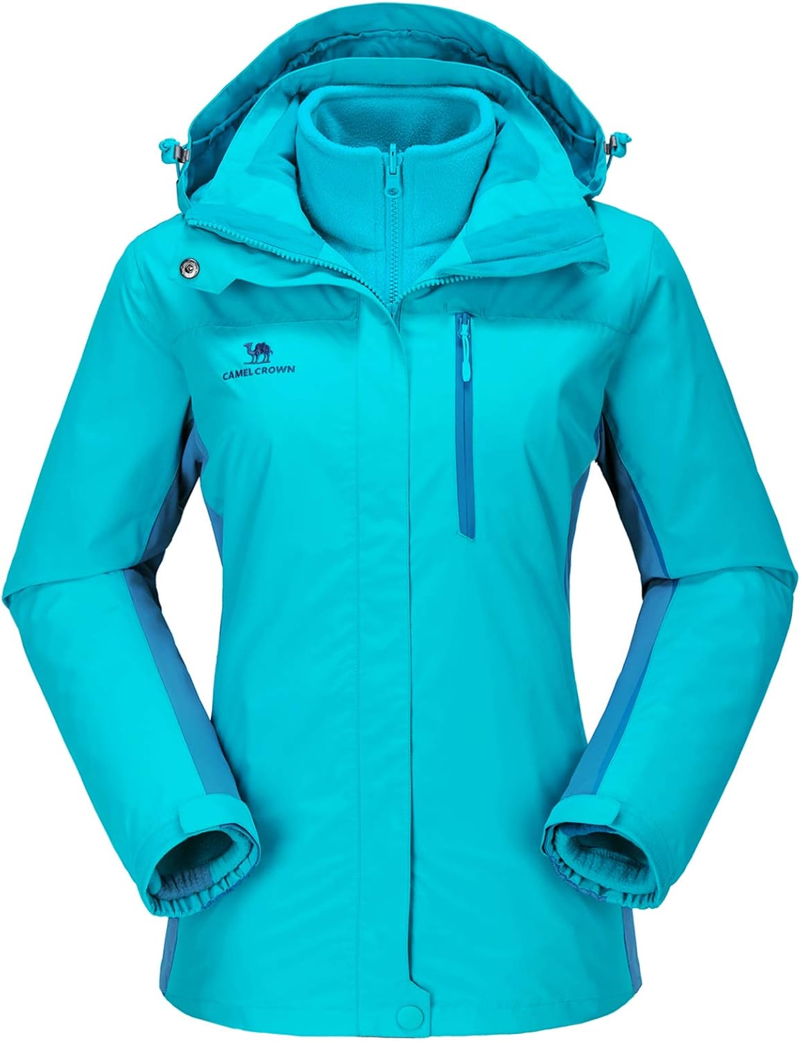 CAMEL CROWN Women's Waterproof Ski Jacket 3-in-1 Winter Coat Windbreaker Fleece Inner for Snow Rain Hiking Outdoor: Clothing