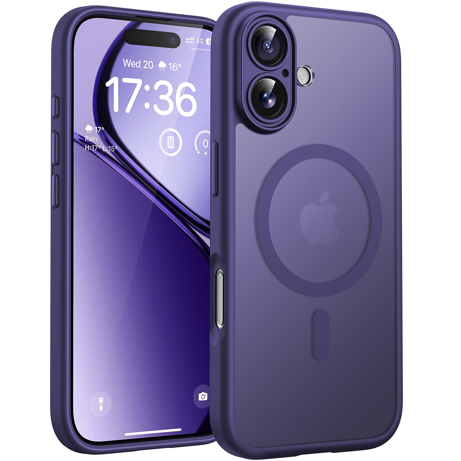 Photo 1 of TOCOL for 17Case, Full Camera Protection, Built-in Magnetic Ring, Compatible with Magsafe Charger, Drop Protection, Translucent Matte Phone Case for 17 6.3 inch (Midnight Purple)