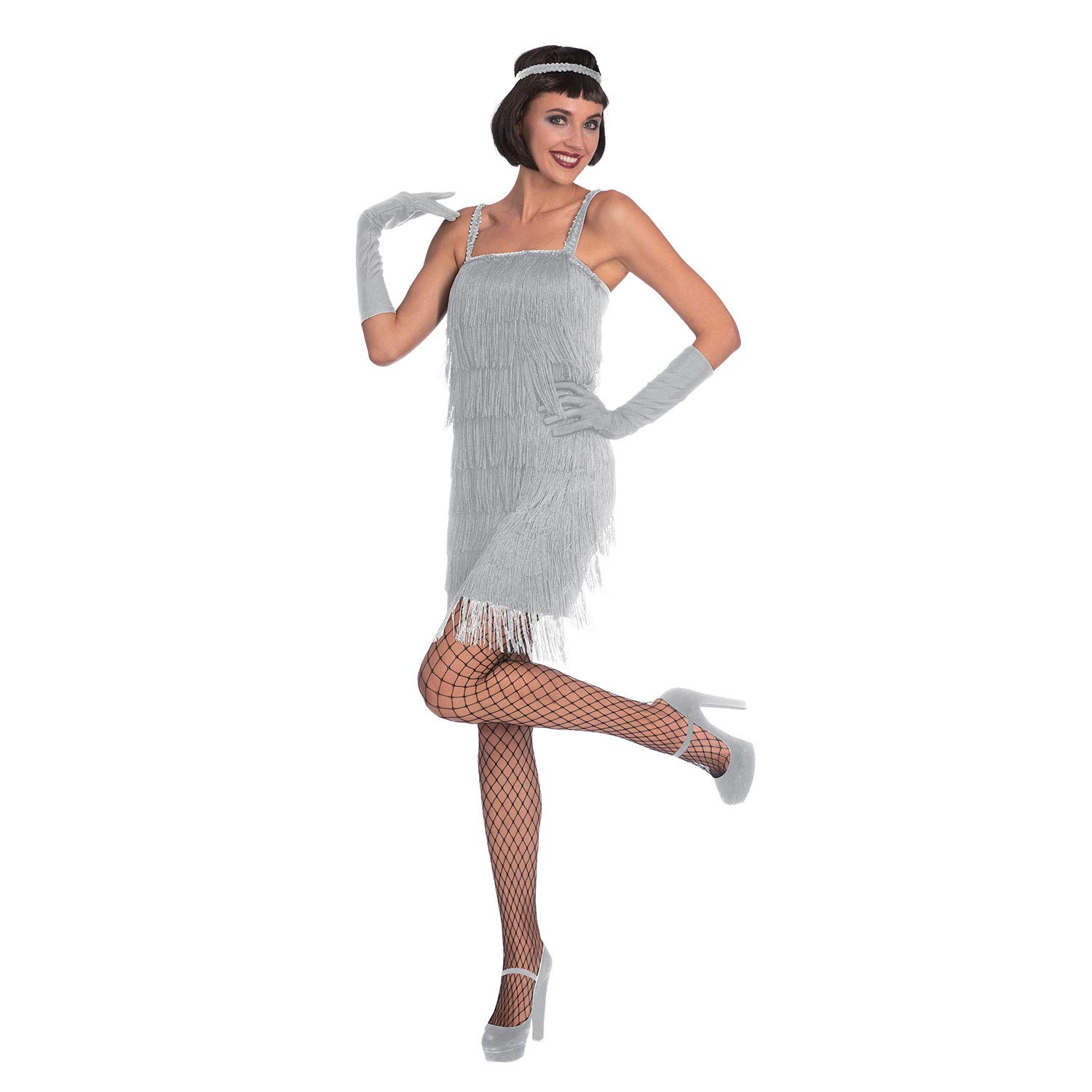amscan 9905794 Adults Womens Silver 20's Flapper Fancy Dress Costume UK Dress Size 16-18