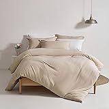 MILDLY Duvet Cover King Size - Super Soft Light Khaki Duvet Cover Set 3 Pieces 100% Washed Microfiber Bedding Set with Zipper
