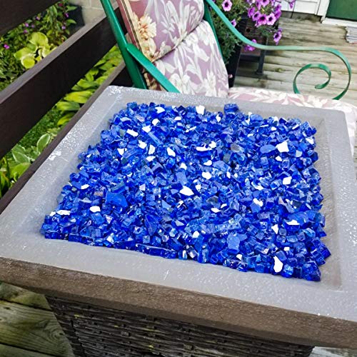 FutureWay Fire Glass for Fire Pit, Blue Reflective Fire Glass Rocks for Indoor and Outdoor Fireplace Fire Table, 10 Pound - Thumbnail 5