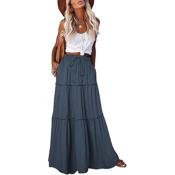 スカート Herlipto High-Waist Tiered Long Skirt Round Tiered Long Skirt