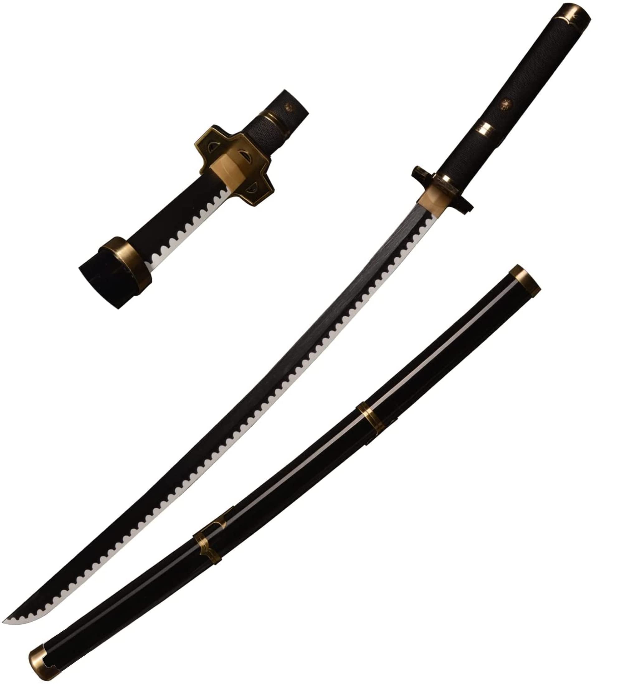 KOGUMA One Piece Roronoa Zoro Cosplay Wooden Swords Replica Props 100cm (Black)