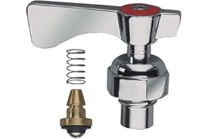 Krowne 21-321L Heavy-Duty Fisher Faucet Hot Stem Assembly with Color-Coded Indicator and Check Valve Replacement Accessory for Commercial Kitchen Sink Restaurant Food Preparation | Chrome Plated Brass