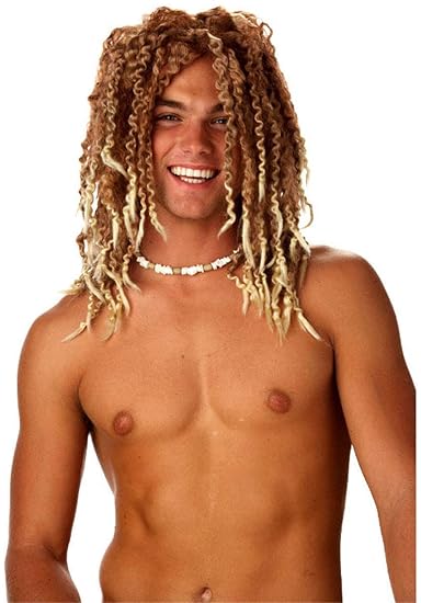 Mens Beach Bum Surfer Wig Dude Blonde Dreadlocks Adults Costume